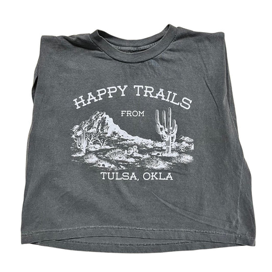 "Happy Trails From Tulsa Oklahoma" Heavyweight Muscle Crop - Low Road Merch