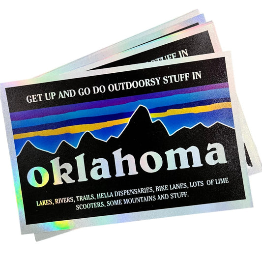 Outdoorsy Oklahoma 4x5 Holographic Sticker - Low Road Merch